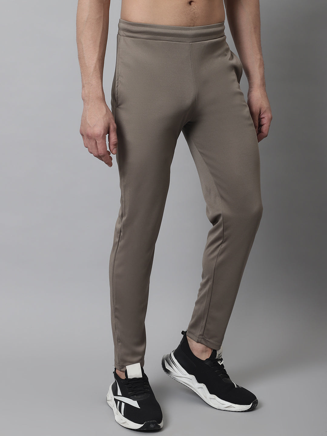 Jainish Men's Brown Solid Streachable Lycra Trackpants - Swadesiicart