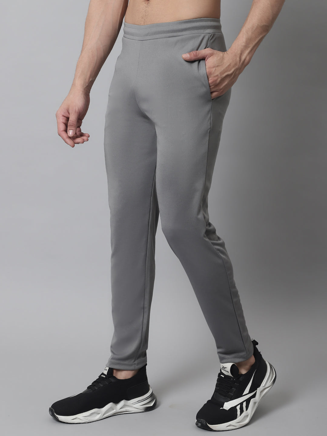 Jainish Men's Grey Solid Streachable Lycra Trackpants - Swadesiicart