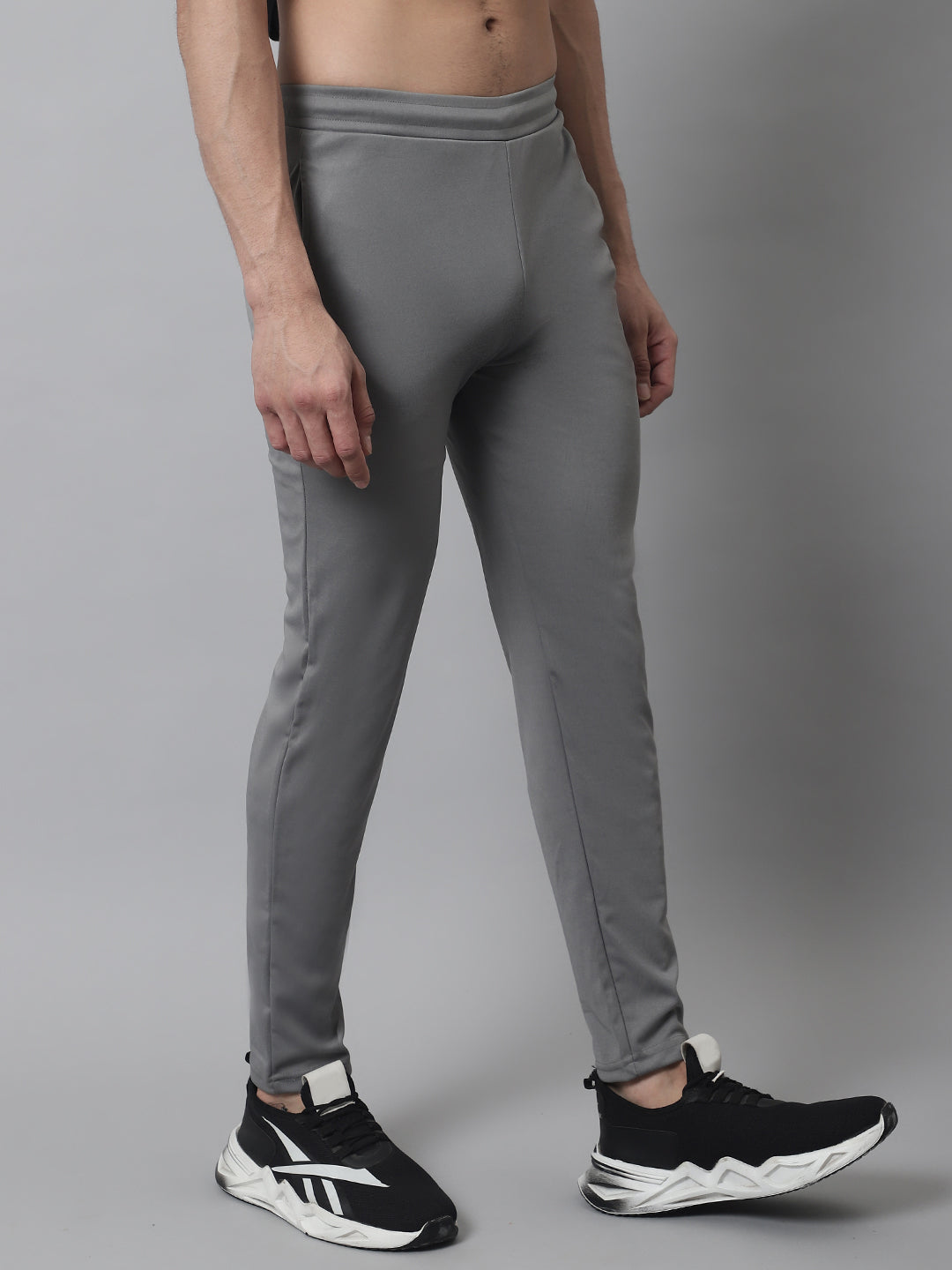 Jainish Men's Grey Solid Streachable Lycra Trackpants - Swadesiicart