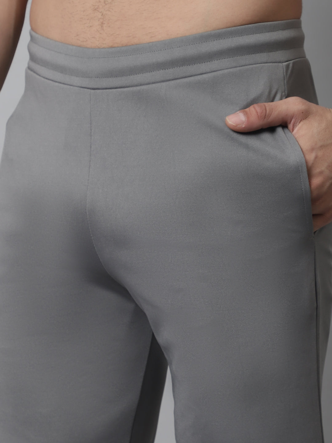 Jainish Men's Grey Solid Streachable Lycra Trackpants - Swadesiicart