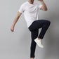 Jainish Men's Navy Blue Solid Streachable Lycra Trackpants - Swadesiicart