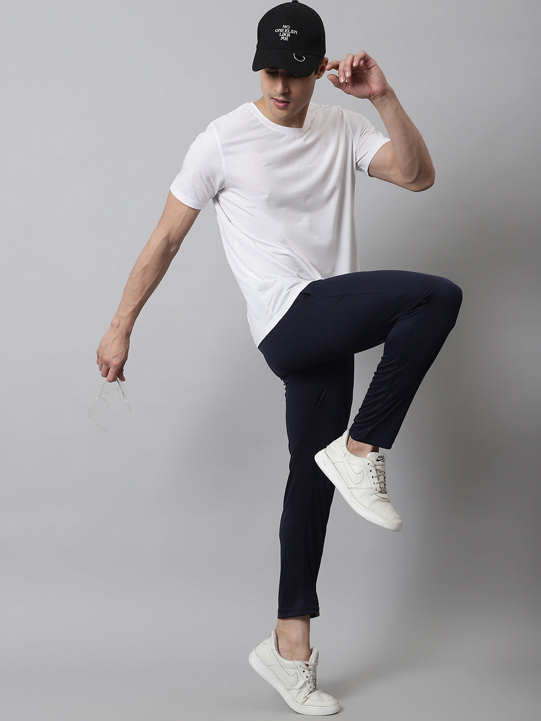 Jainish Men's Navy Blue Solid Streachable Lycra Trackpants - Swadesiicart