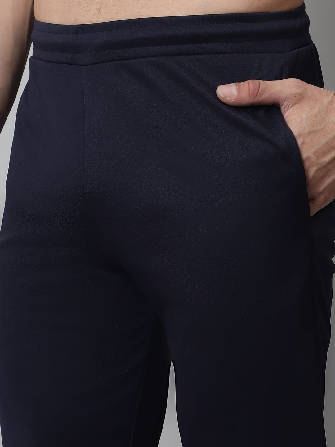 Jainish Men's Navy Blue Solid Streachable Lycra Trackpants - Swadesiicart