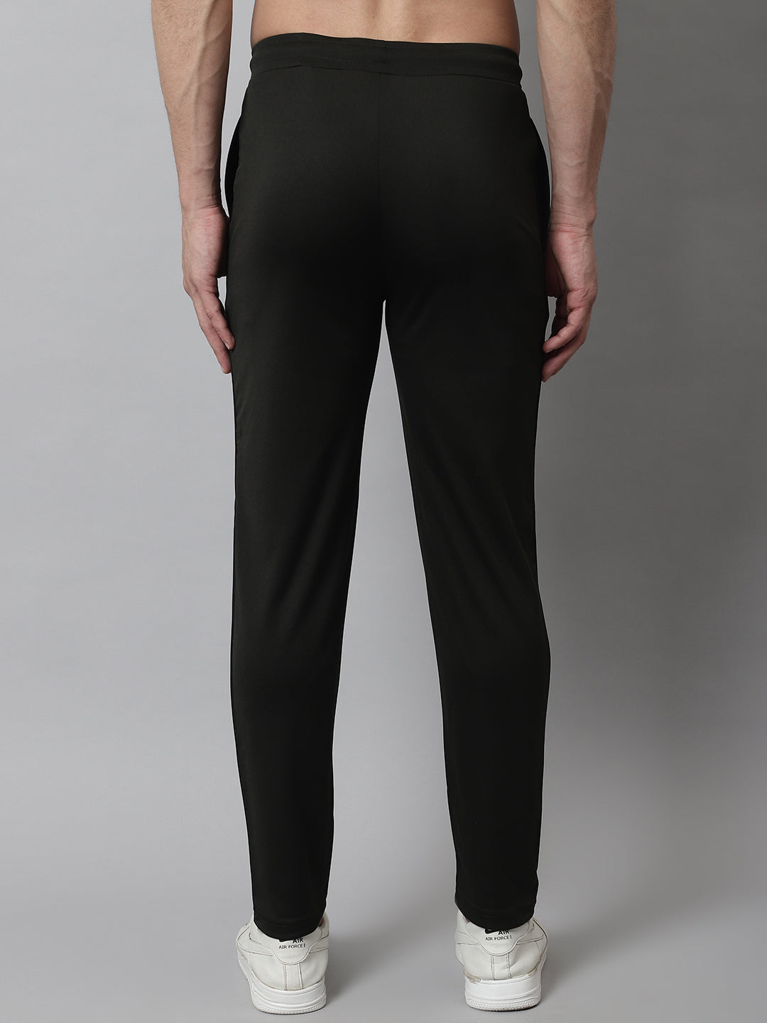Jainish Men's Olive Solid Streachable Lycra Trackpants - Swadesiicart