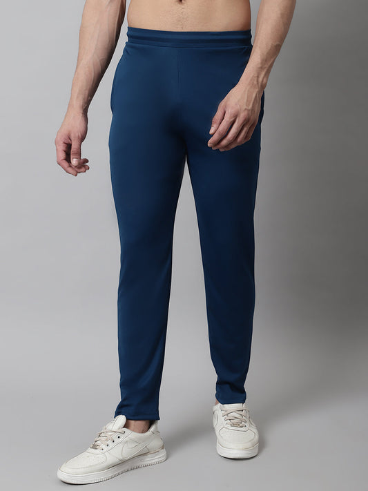 Jainish Men's Blue Solid Streachable Lycra Trackpants - Swadesiicart
