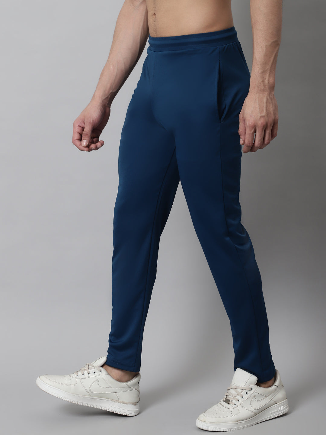 Jainish Men's Blue Solid Streachable Lycra Trackpants - Swadesiicart