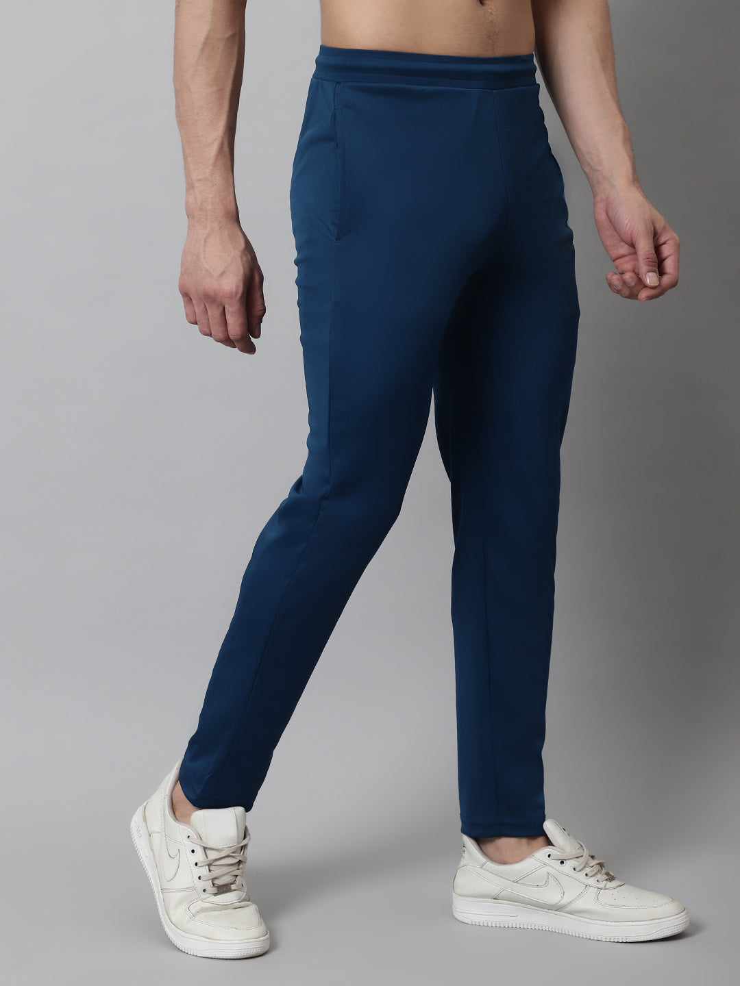 Jainish Men's Blue Solid Streachable Lycra Trackpants - Swadesiicart