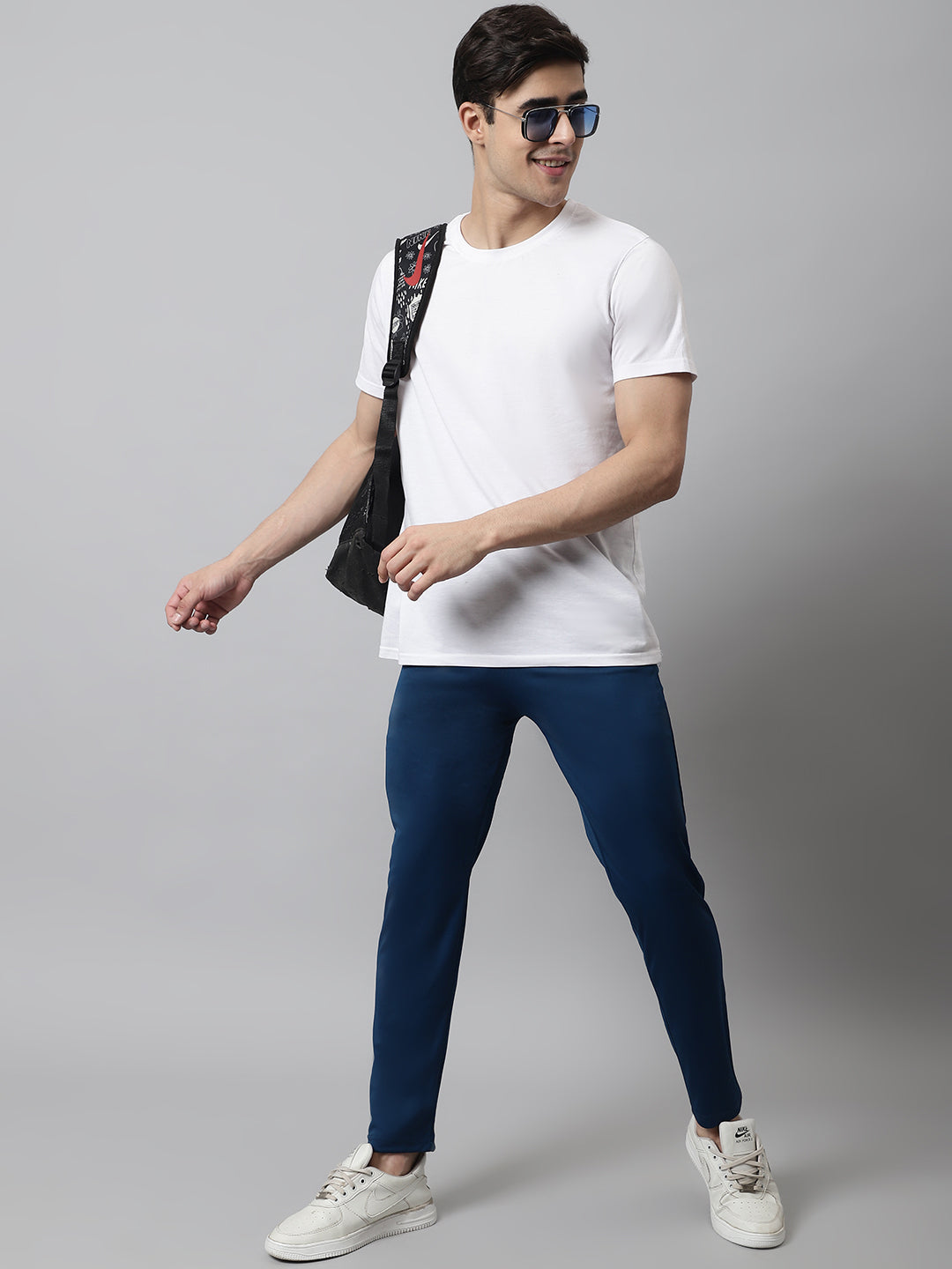 Jainish Men's Blue Solid Streachable Lycra Trackpants - Swadesiicart