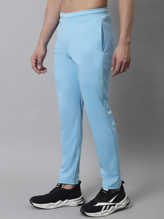 Jainish Men's Sky Blue Solid Streachable Lycra Trackpants - Swadesiicart