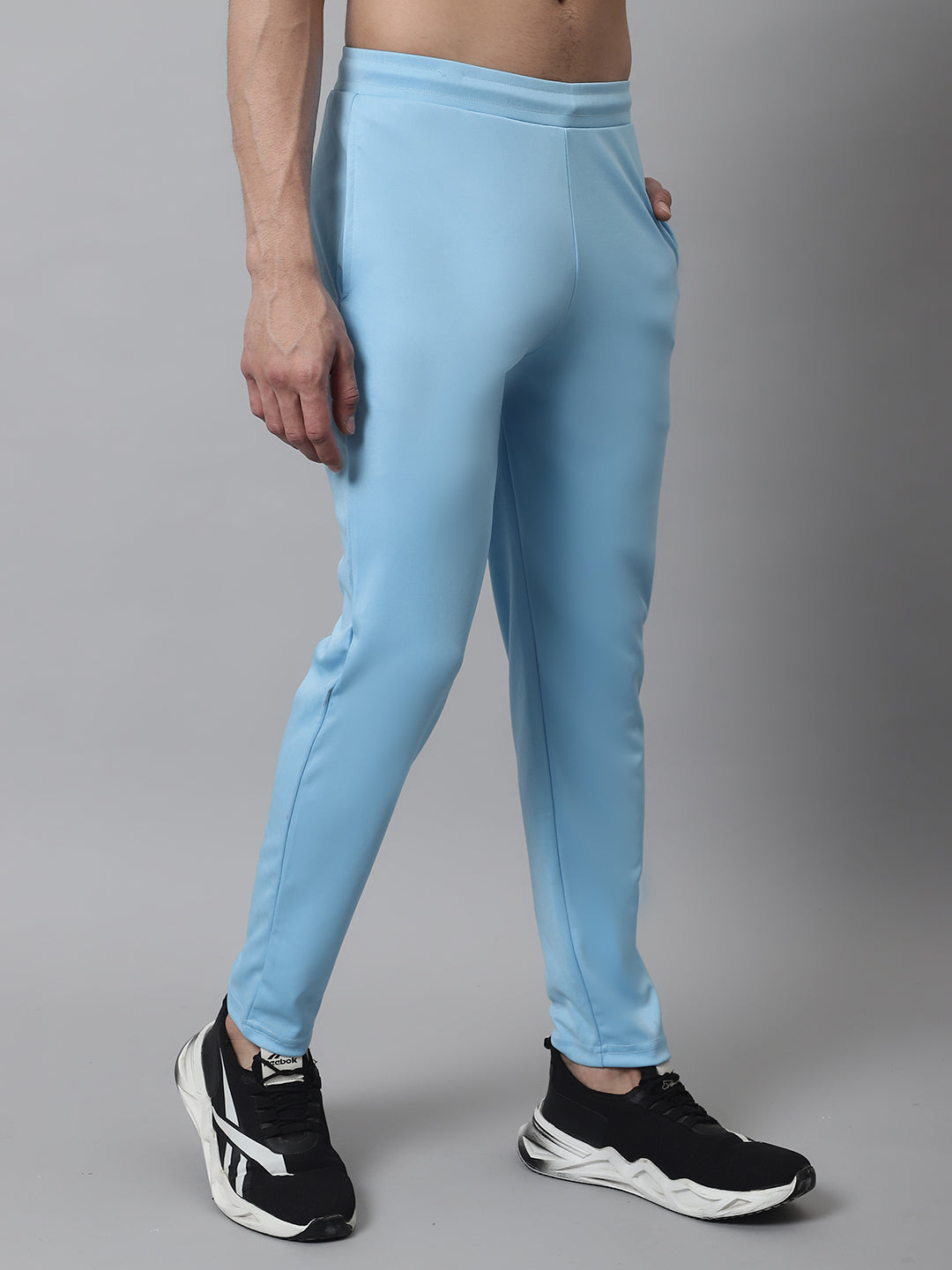 Jainish Men's Sky Blue Solid Streachable Lycra Trackpants - Swadesiicart