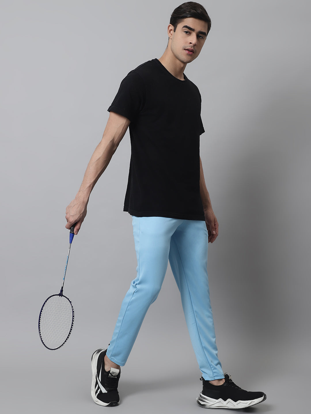 Jainish Men's Sky Blue Solid Streachable Lycra Trackpants - Swadesiicart