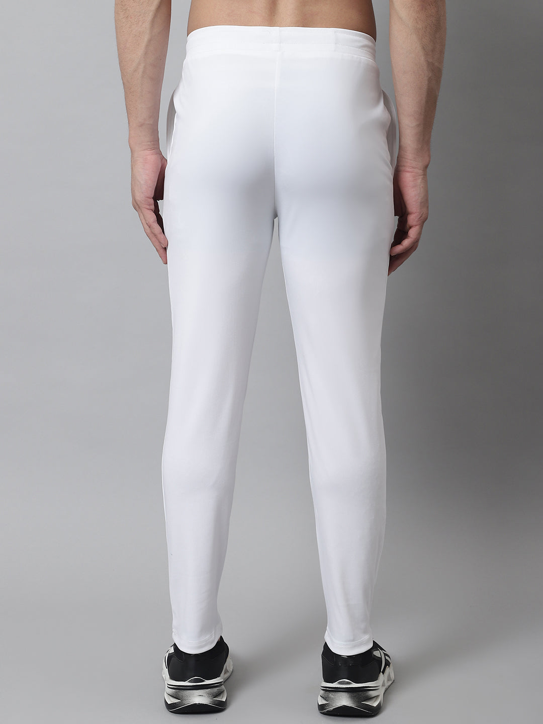 Jainish Men's White Solid Streachable Lycra Trackpants - Swadesiicart