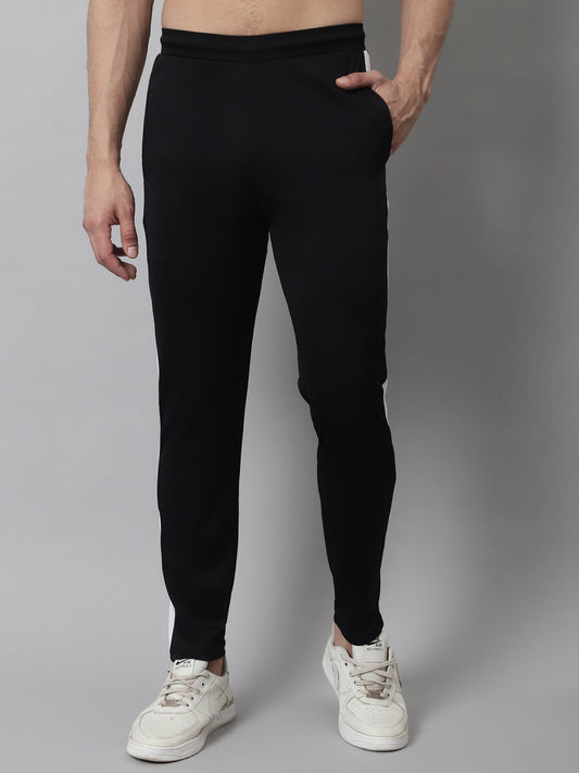 Jainish Men's Black and White Striped Streachable Lycra Trackpants - Swadesiicart