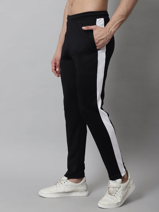Jainish Men's Black and White Striped Streachable Lycra Trackpants - Swadesiicart
