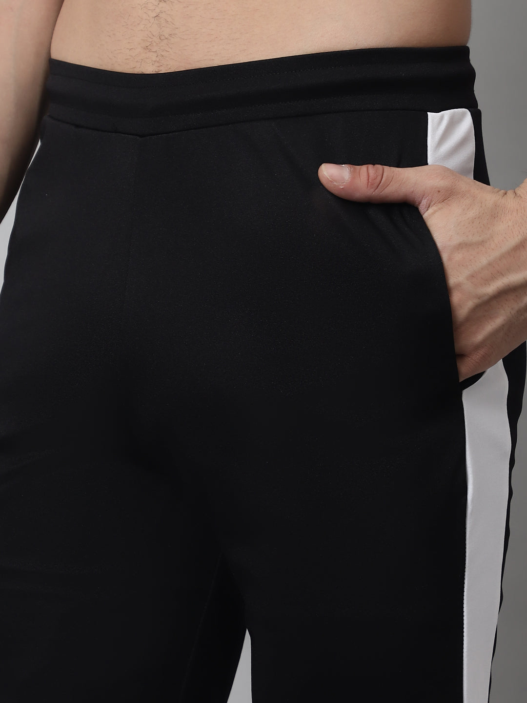 Jainish Men's Black and White Striped Streachable Lycra Trackpants - Swadesiicart