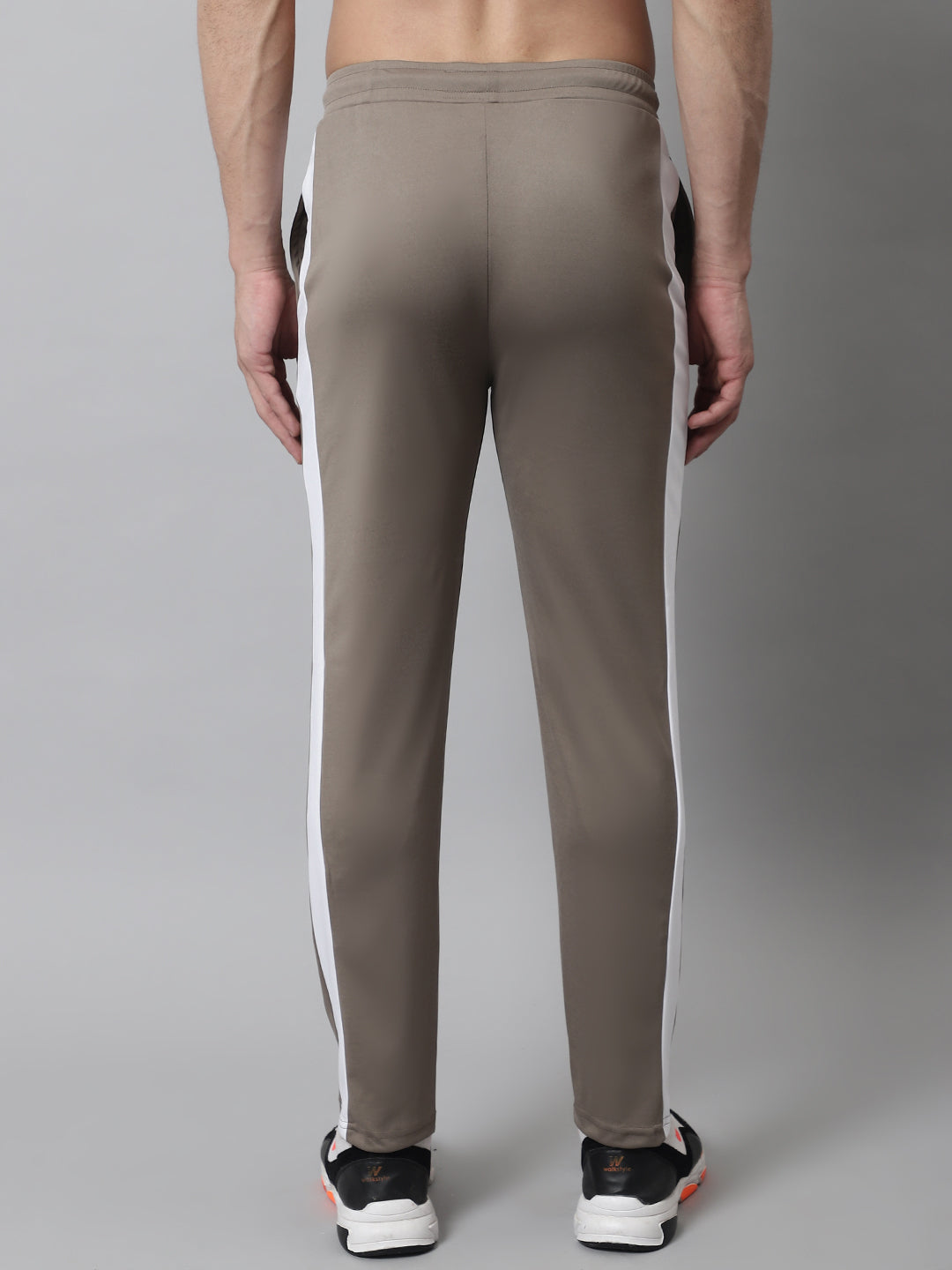 Jainish Men's Brown and White Striped Streachable Lycra Trackpants - Swadesiicart