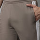 Jainish Men's Brown and White Striped Streachable Lycra Trackpants - Swadesiicart