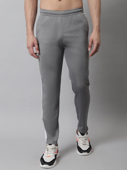 Jainish Men's Grey and White Striped Streachable Lycra Trackpants - Swadesiicart
