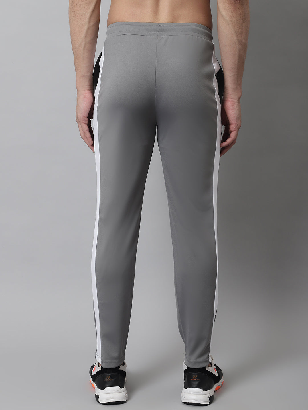 Jainish Men's Grey and White Striped Streachable Lycra Trackpants - Swadesiicart