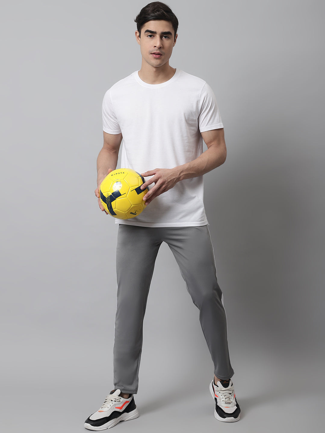 Jainish Men's Grey and White Striped Streachable Lycra Trackpants - Swadesiicart