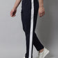 Jainish Men's Navy Blue and White Striped Streachable Lycra Trackpants - Swadesiicart