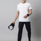 Jainish Men's Navy Blue and White Striped Streachable Lycra Trackpants - Swadesiicart