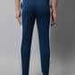 Jainish Men's Peacock Blue and White Striped Streachable Lycra Trackpants - Swadesiicart
