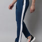 Jainish Men's Peacock Blue and White Striped Streachable Lycra Trackpants - Swadesiicart