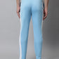 Jainish Men's Sky Blue and White Striped Streachable Lycra Trackpants - Swadesiicart