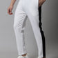 Jainish Men's White and Black Striped Streachable Lycra Trackpants - Swadesiicart