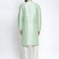 Jompers Men's Green Solid Dupion Silk Kurta Payjama Set | Swadesiicart