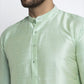 Jompers Men's Green Solid Dupion Silk Kurta Payjama Set | Swadesiicart