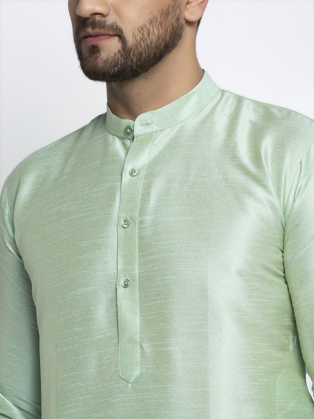 Jompers Men's Green Solid Dupion Silk Kurta Only | Swadesiicart