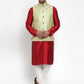 Jompers Men's Solid Dupion Kurta Pajama with Embroidered Nehru Jacket (Green) | Swadesiicart