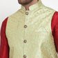 Jompers Men's Solid Dupion Kurta Pajama with Embroidered Nehru Jacket (Green) | Swadesiicart