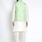 Jompers Men's Solid White Dupion Kurta Payjama with Embroidered Waistcoat (Green) | Swadesiicart