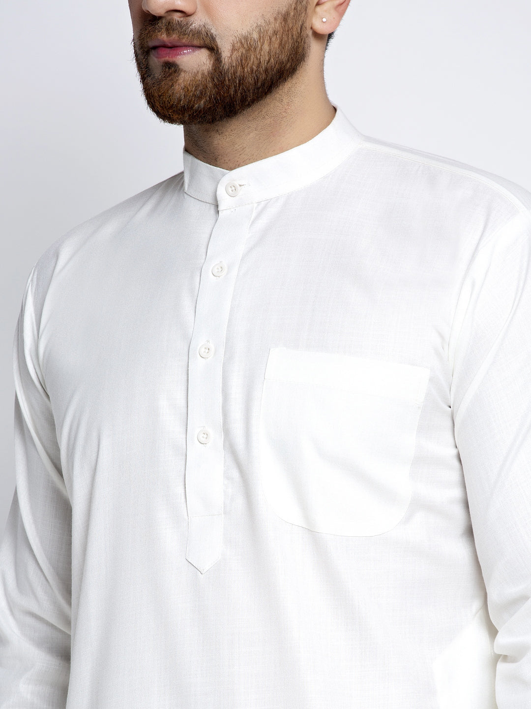 Jompers Men's Solid White Cotton Kurta Payjama with Solid Charcoal Waistcoat | Swadesiicart