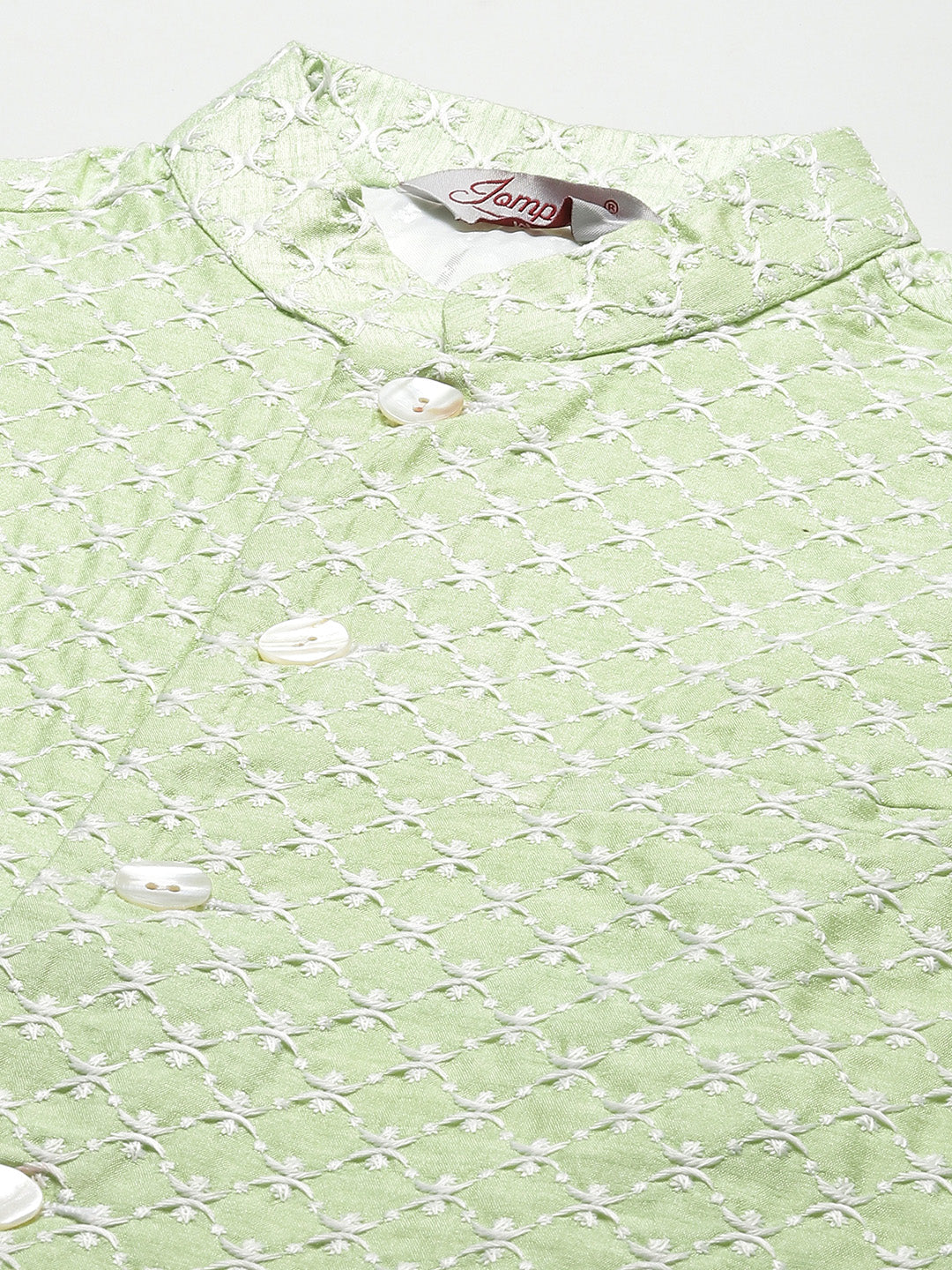 Jompers Men's Embroidered Nehru Jacket & Kurta Pyjama (Green ) | Swadesiicart
