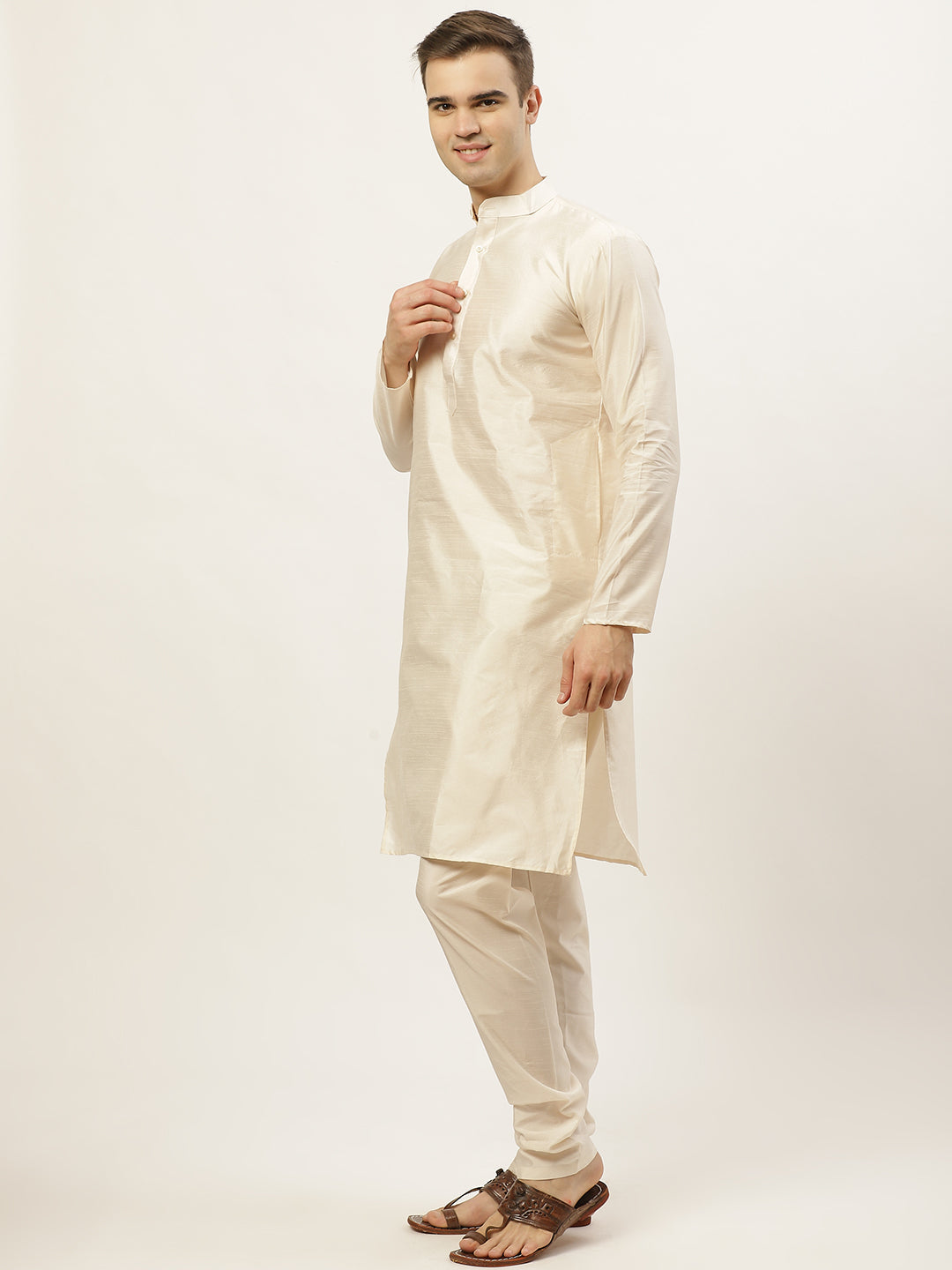 Jompers Men's Embroidered Nehru Jacket & Kurta Pyjama (Green ) | Swadesiicart