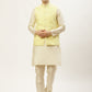 Jompers Men's Embroidered Nehru Jacket & Kurta Pyjama ( Yellow ) | Swadesiicart