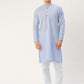 Jompers Men's Blue Cotton Solid Kurta Pyjama | Swadesiicart