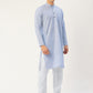 Jompers Men's Blue Cotton Solid Kurta Pyjama | Swadesiicart