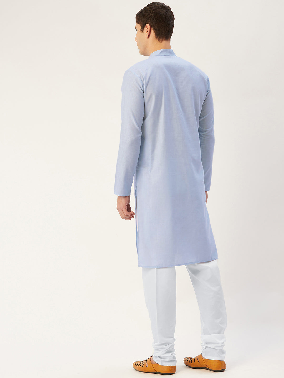 Jompers Men's Beautiful Blue Cotton Solid Kurta Only | Swadesiicart