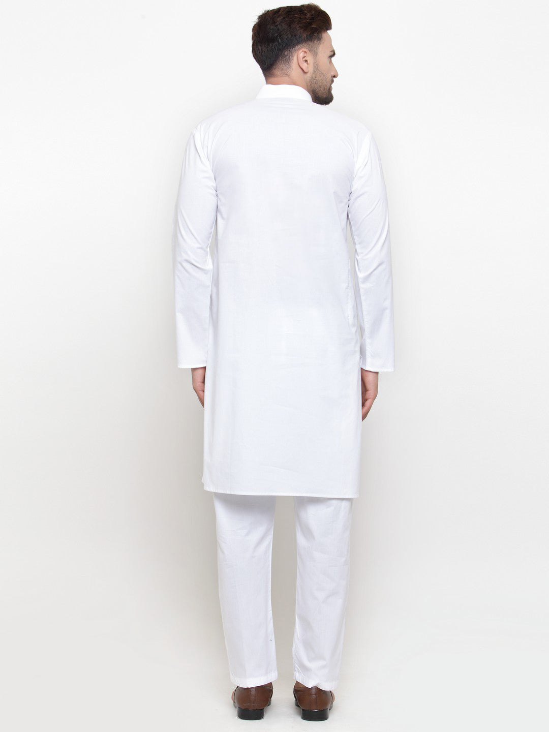 Jompers Men White Solid Kurta with Pyjamas | Swadesiicart