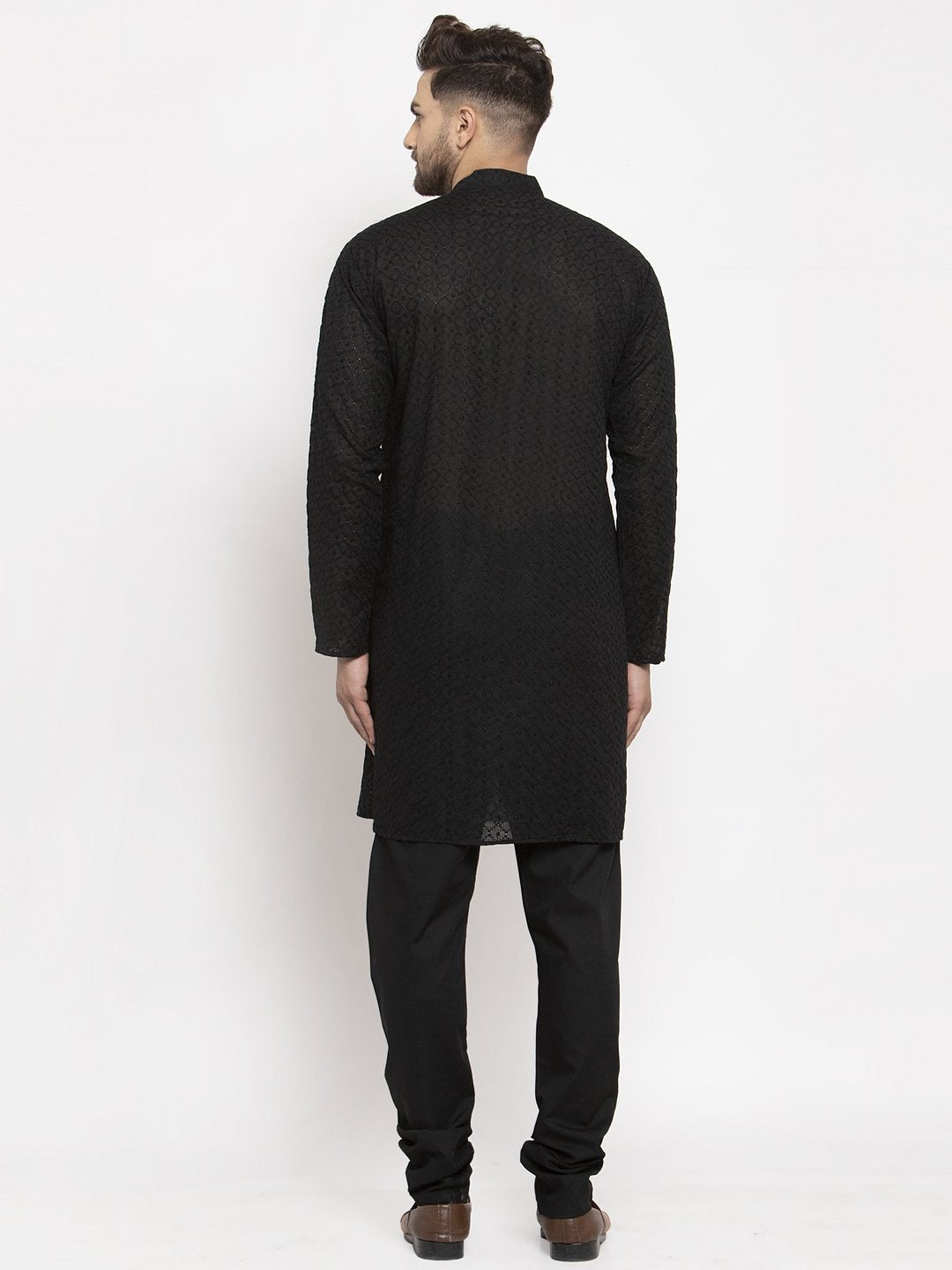 Jompers Men Black Chikan Kurta Only | Swadesiicart