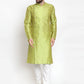 Jompers Men Light-Green & Golden Self Design Kurta Only | Swadesiicart