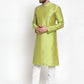 Jompers Men Light-Green & Golden Self Design Kurta with Churidar | Swadesiicart