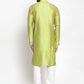 Jompers Men Light-Green & Golden Self Design Kurta Only | Swadesiicart