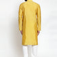 Jompers Men Yellow & Golden Self Design Kurta with Churidar | Swadesiicart