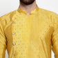 Jompers Men Yellow & Golden Self Design Kurta with Churidar | Swadesiicart